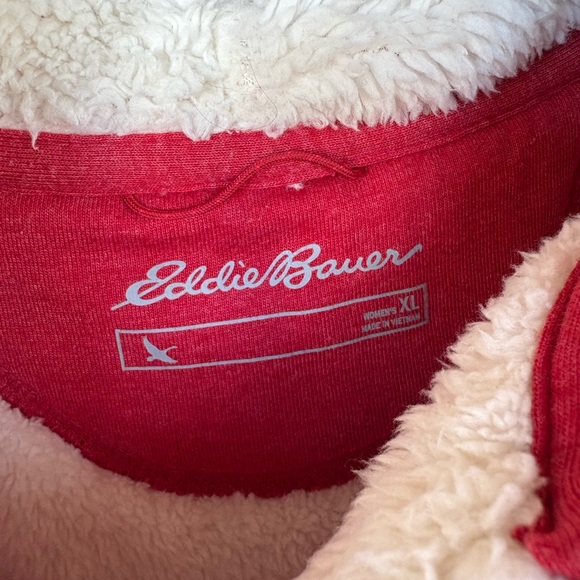 Eddie Bauer Womens Cabin Fleece Full Zip Hoodie Scarlet Red Size XL - Picture 3 of 5
